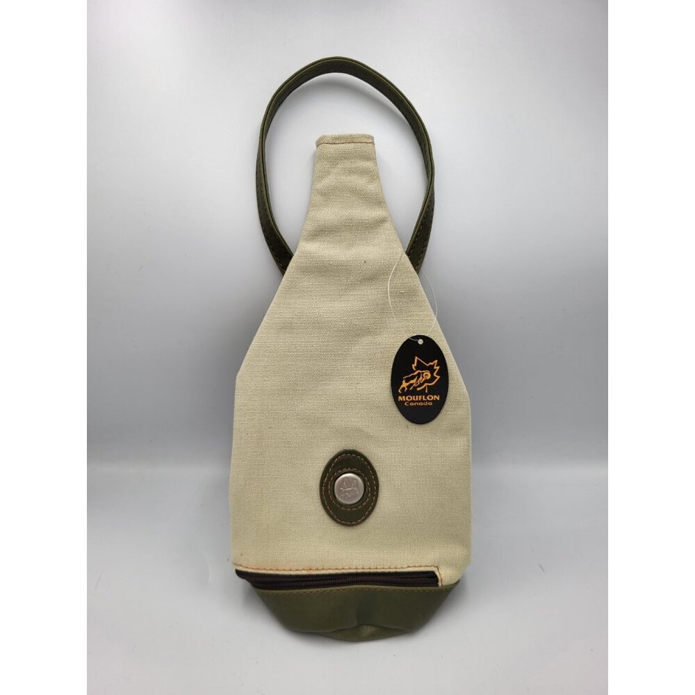 Mouflon Canada Leather Bottom Wine Bottle Carrying Bag Green Brand New